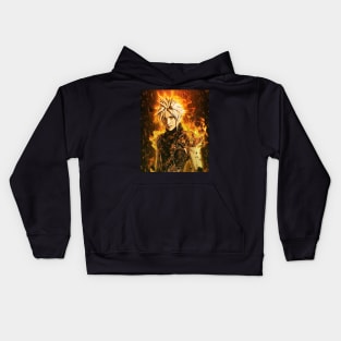 Cloud Strife On Fire Kids Hoodie